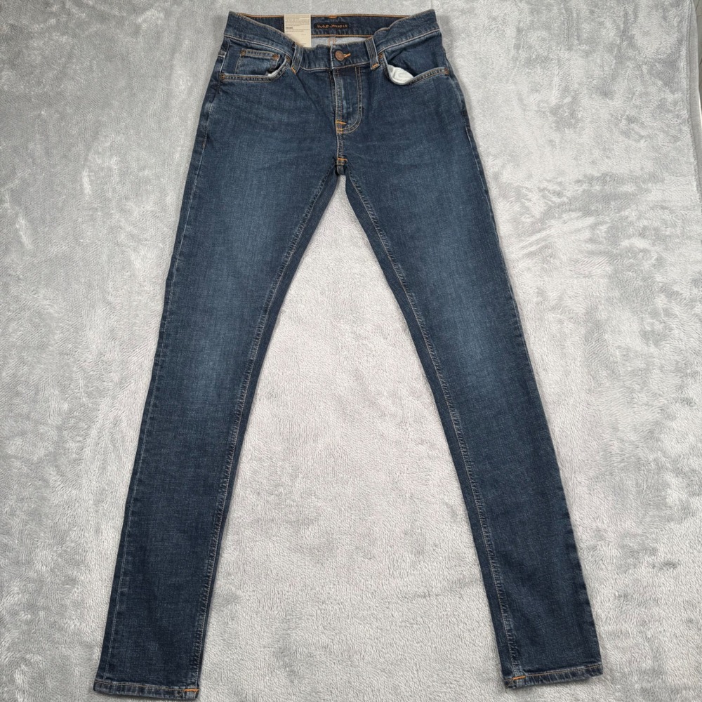 NWT Nudie Jeans Tight Terry Pants Mens 30x34 Blue Skinny Organic Dark Symbol